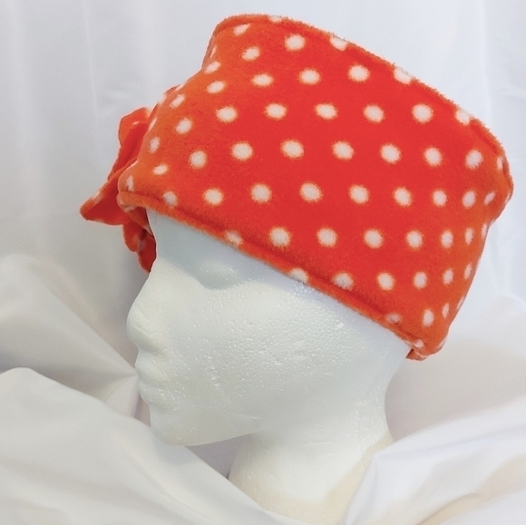 Handmade Orange and White Fleece Headband - Picture 4 of 5